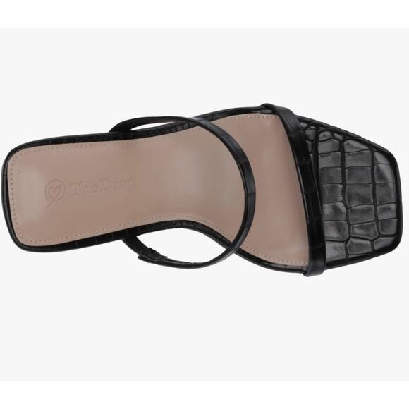 The Drop Women's Avery Square Toe Two Strap High Heeled Sandal, Black, Size 8 - Picture 7 of 7